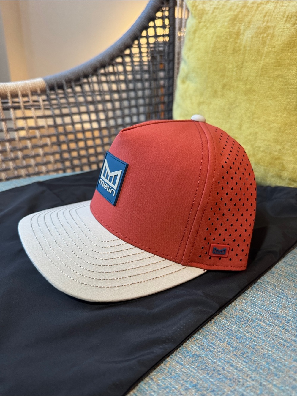 Melin Brand **CEL EXCLUSIVE IRVINE** Two-Tone Red and Cream Snapback Hat - Picture 7 of 17